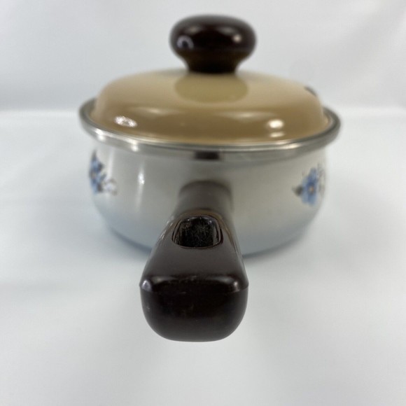Saucepan 1.5 Quart With Lid Crowning Fashion Spring Bouquet Pattern Vintage Flaw - Picture 5 of 14